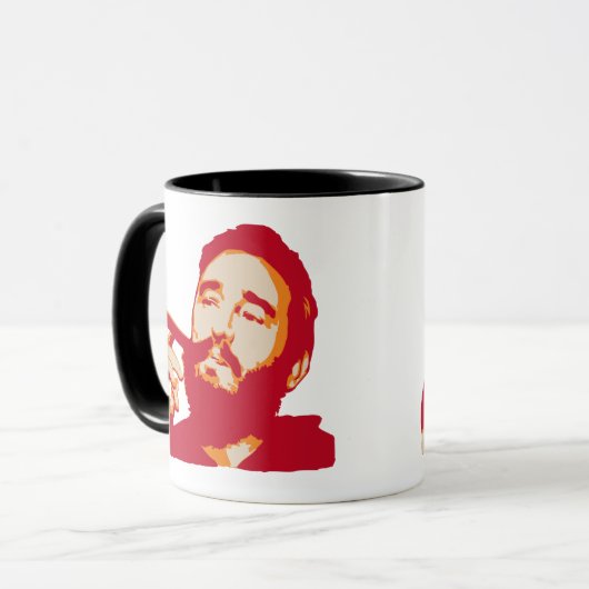 Fidel Castro met Cigar Portrait Mok (Voorkant links)