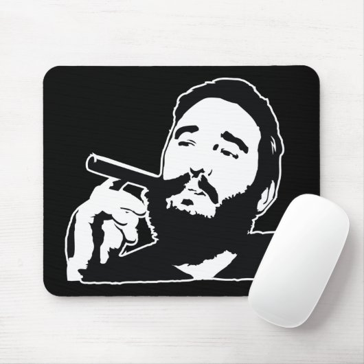 Fidel Castro met Cigar Portrait Mousepad Muismat (Met muis)