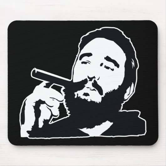 Fidel Castro met Cigar Portrait Mousepad Muismat (Voorkant)