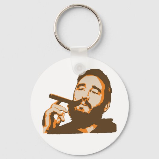 Fidel Castro met Cigar Portrait Sleutelhanger (Voorkant)
