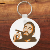 Fidel Castro met Cigar Portrait Sleutelhanger (Voorkant)