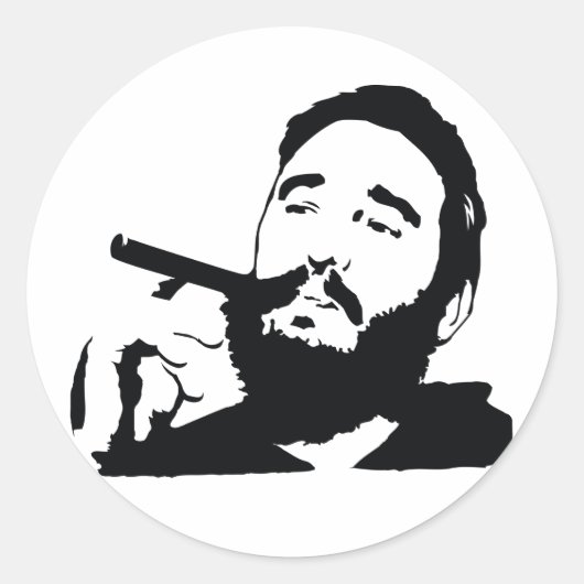 Fidel Castro met Cigar Portrait Sticker (Voorkant)