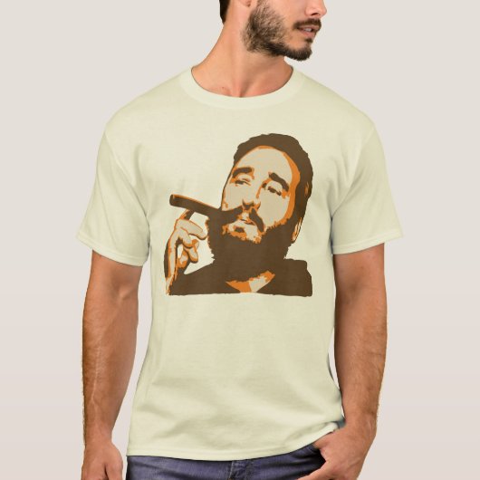 Fidel Castro met Cigar Portrait T-Shirt (Voorkant)