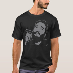 Fidel Castro met een T-shirt met sigaarportret