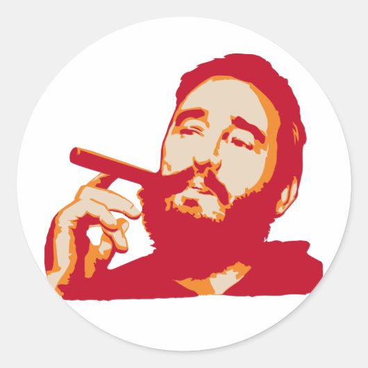 Fidel Castro met Sigarenportret Sticker (Voorkant)