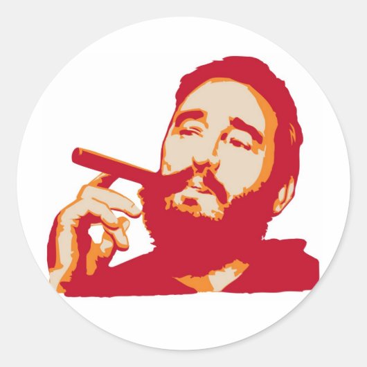 Fidel Castro met Sigarenportret Sticker (Voorkant)
