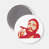 Fidel Castro met Sigarenportretmagneet Magneet (Voorkant / Achterkant)