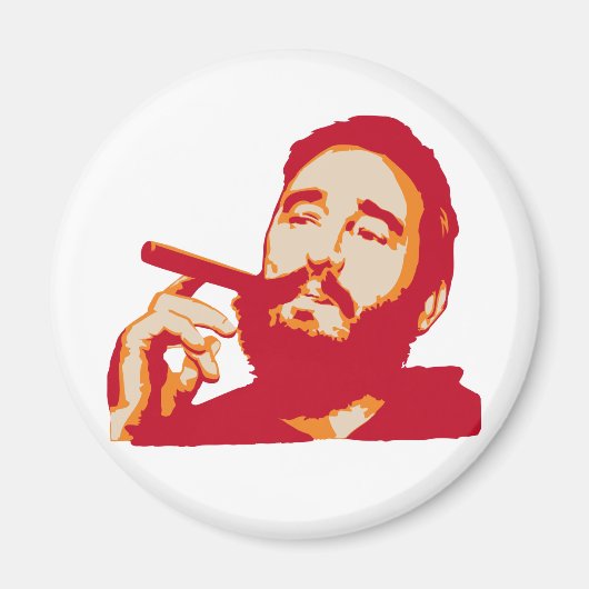Fidel Castro met Sigarenportretmagneet Magneet (Voorkant)