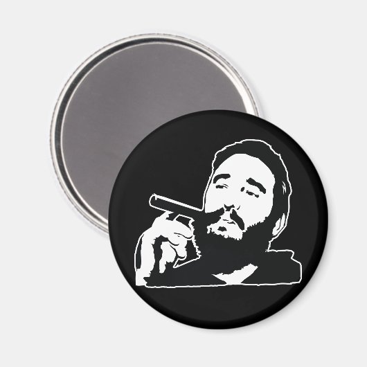 Fidel Castro met Sigarenportretmagneet Magneet (Voorkant / Achterkant)