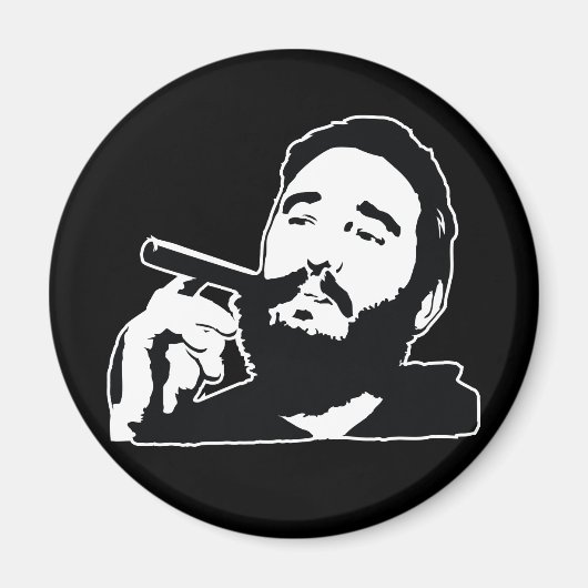 Fidel Castro met Sigarenportretmagneet Magneet (Voorkant)