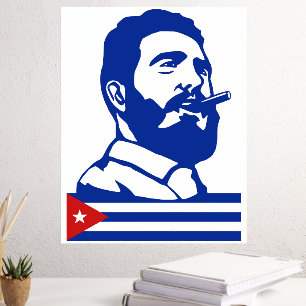 Fidel Castro, president, revolutie, Cuba, Havana Folie Afdrukken