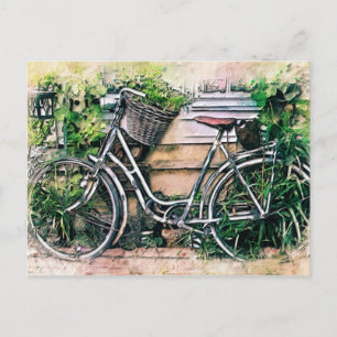Fidel en mandje in de tuin briefkaart
