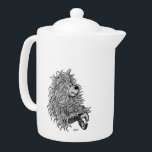 Fidel het kleine bos Goblin Theepot<br><div class="desc">Potlood Tekening door Krisi ArtKSZP,  Zwart en wit ontwerp</div>