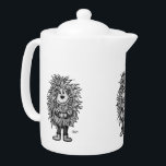 Fidel The Little Forest Goblin Theepot<br><div class="desc">Potlood Tekening door Krisi ArtKSZP,  Zwart en wit ontwerp</div>