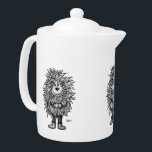 Fidel The Little Forest Goblin Theepot<br><div class="desc">Potlood Tekening door Krisi ArtKSZP,  Zwart en wit ontwerp</div>