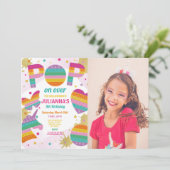 Fidget Birthday Pink Gold Foto pop it Party Kaart (Staand voorkant)