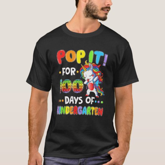 Fidget Pop IT 100e dag Kindergarten Unicorn Ki T-shirt (Voorkant)