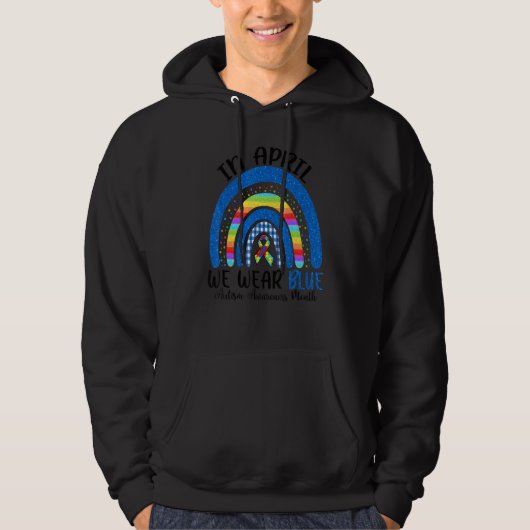 Fidget Rainbow in april Draag blauwe autisme Hoodie (Voorkant)