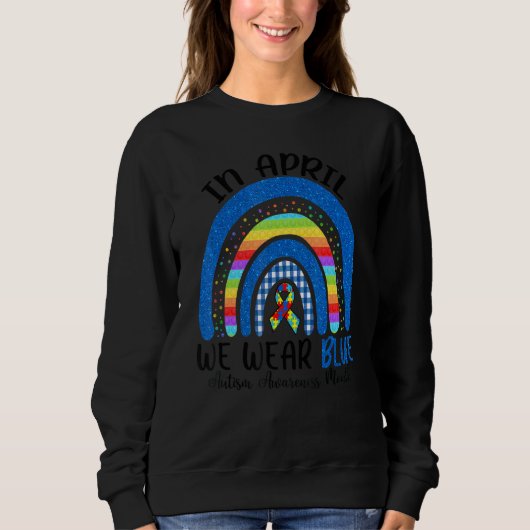 Fidget Rainbow in april Draag blauwe autisme Trui (Voorkant)