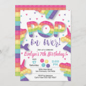 Fidget speelgoed, Pop het, Fidget Invitation met P Kaart (Voorkant / Achterkant)