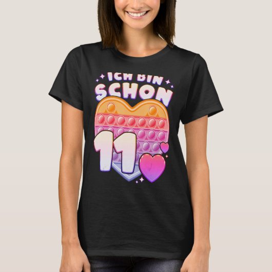 Fidget speelgoed pop het hart voor meisjes 11e ver t-shirt (Voorkant)
