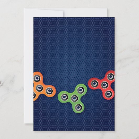Fidget Spinner Birthday Party Invitation Kaart (Achterkant)