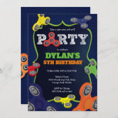 Fidget Spinner Birthday Party Invitation Kaart (Voorkant / Achterkant)