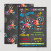 Fidget Spinner Uitnodiging voor verjaardagsfeestje (Voorkant / Achterkant)