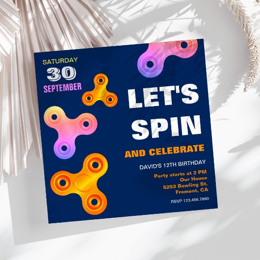 Fidget Spinner Verjaardagsfeest Uitnodiging