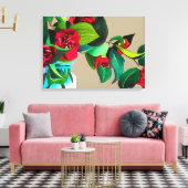Fie Art red camellia waterverf origineel Canvas Afdruk (Insitu (Woonkamer))