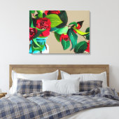 Fie Art red camellia waterverf origineel Canvas Afdruk (Insitu (Slaapkamer))