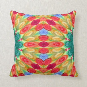 fieke rode, blauwe, groene, gele en oranje batik kussen