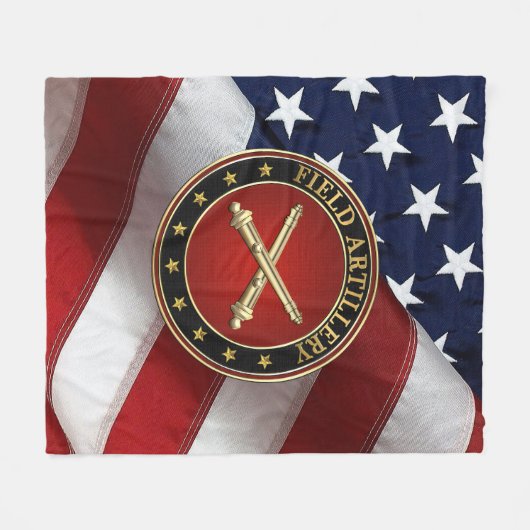 Field Artillery Branch Insignia Special Edition Fleece Deken (Voorkant (Horizontaal))