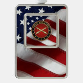 Field Artillery Branch Insignia Special Edition Verzilverd Omlijst Ornament (Voorkant)