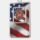 Field Artillery Branch Insignia Special Edition Verzilverd Omlijst Ornament (Links)