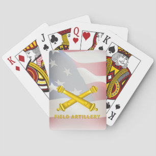 Field Artillery Soldier met Amerikaanse vlag Pokerkaarten