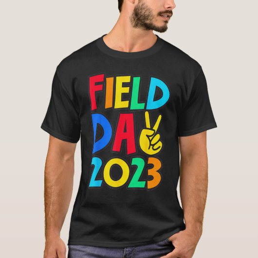 Field Day 2023 Peace Sign School Trip Teacher Stud T-shirt (Voorkant)