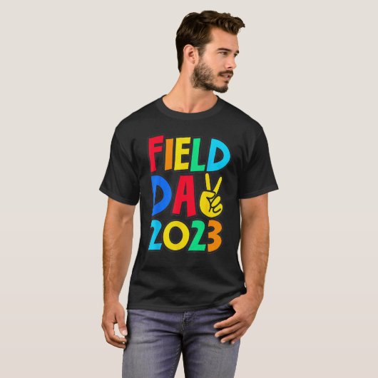 Field Day 2023 Peace Sign School Trip Teacher Stud T-shirt (Voorkant volledig)