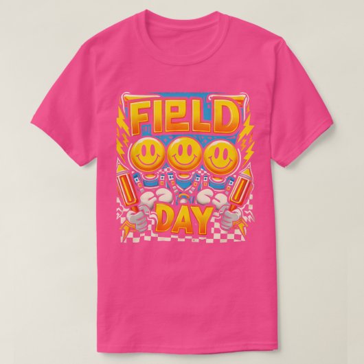 Field Day Field Day 2024 Geruit spel Dag Einde van T-shirt (Design voorkant)