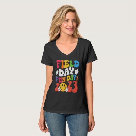 Field Day Fun Day 2023 Groovy School Trip Teacher  T-shirt (Voorkant volledig)
