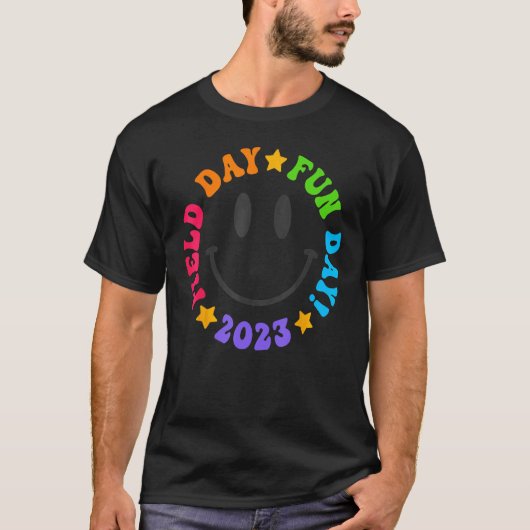 Field Day Fun Day 2023 Groovy Smile Face  Teacher  T-shirt (Voorkant)