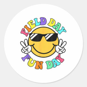Field Day Fun Day Smile Face Teacher Kinder Field  Ronde Sticker