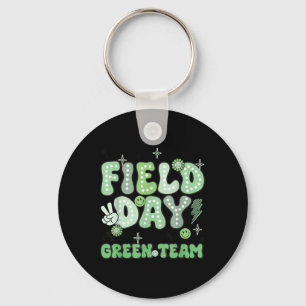 Field Day Green Team Groovy Smile Face Checkered S Sleutelhanger