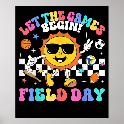 Field Day Laat de Spelen beginnen Docenten Kinder Poster (Voorkant)
