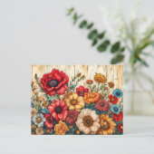 Field Flowers in Bright Summer Colors Briefkaart (Staand voorkant)