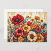 Field Flowers in Bright Summer Colors Briefkaart (Voorkant / Achterkant)