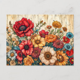 Field Flowers in Bright Summer Colors Briefkaart