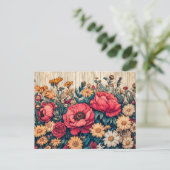 Field Flowers in Bright Summer Colors Briefkaart (Staand voorkant)
