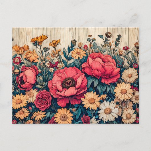Field Flowers in Bright Summer Colors Briefkaart (Voorkant)