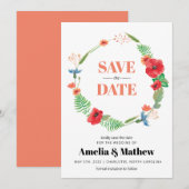 Field Flowers Wedding Sla de datum op Save The Date (Voorkant / Achterkant)